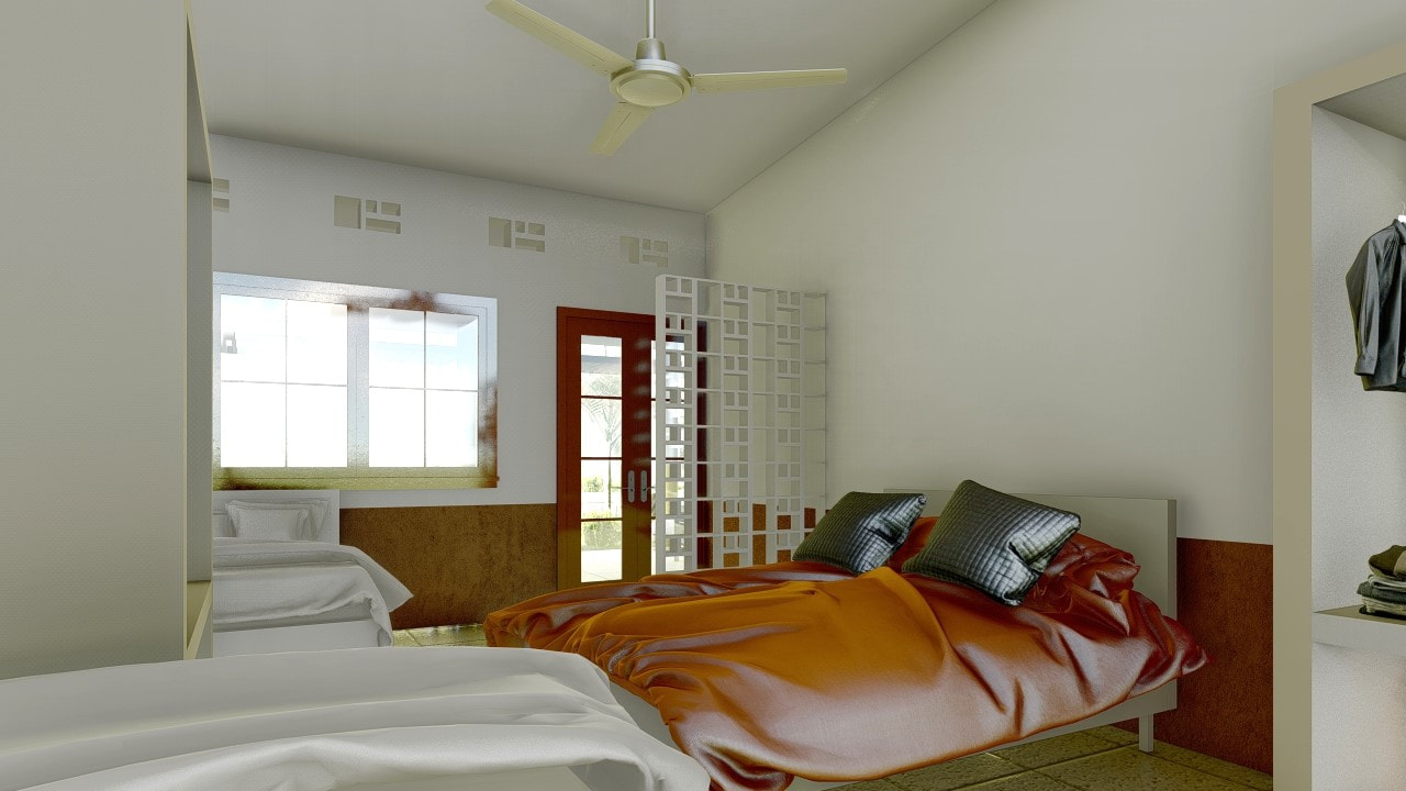 Render alcoba vivienda de descanso