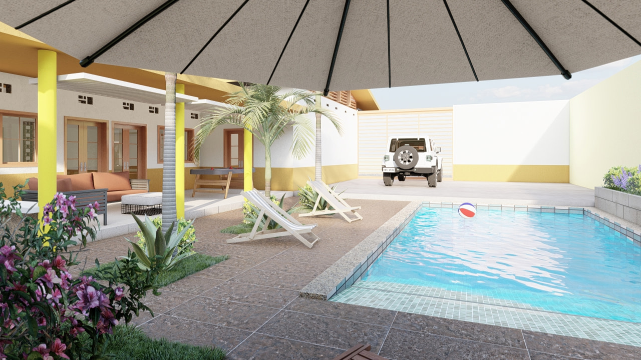 Render piscina vivienda de descanso