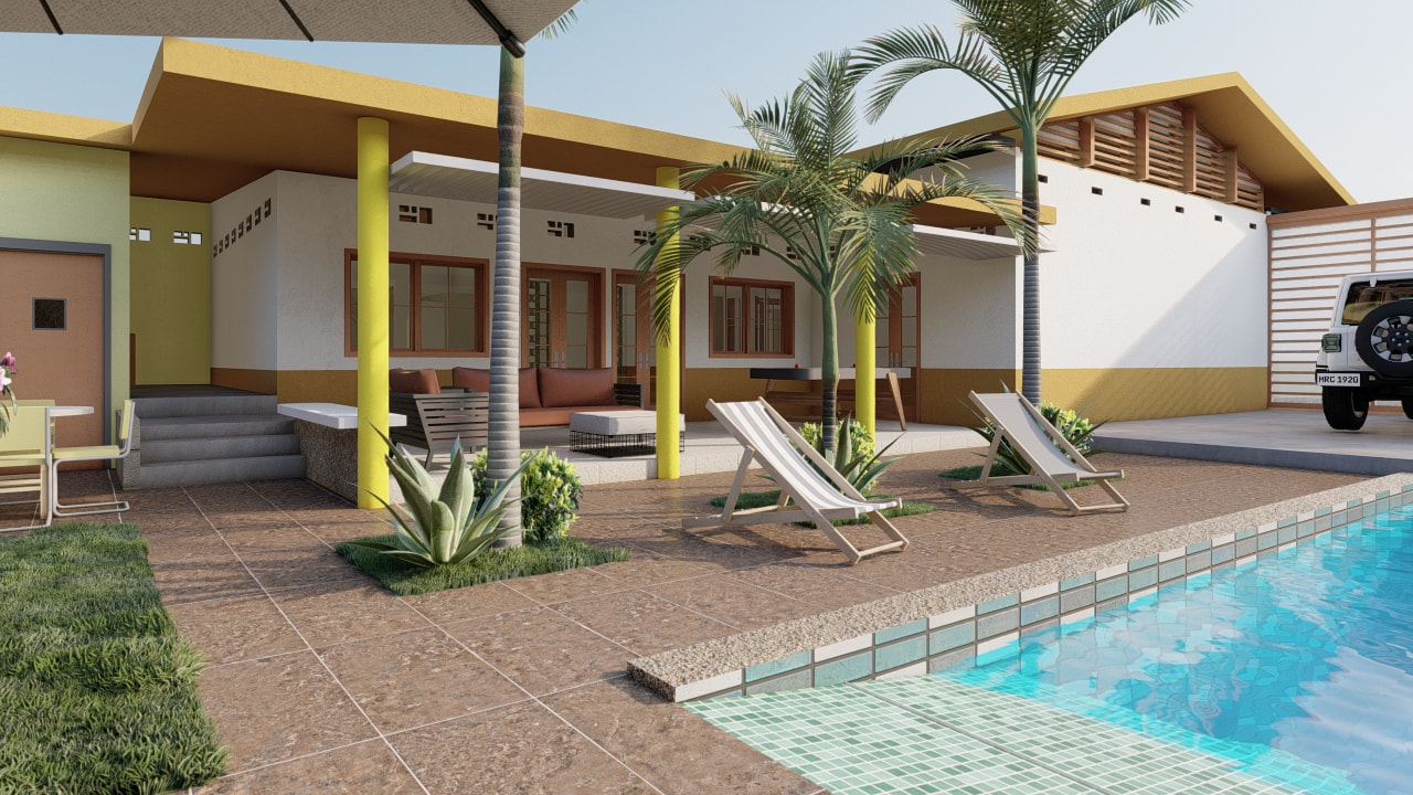 Render arquitectónico reforma vivienda de descanso