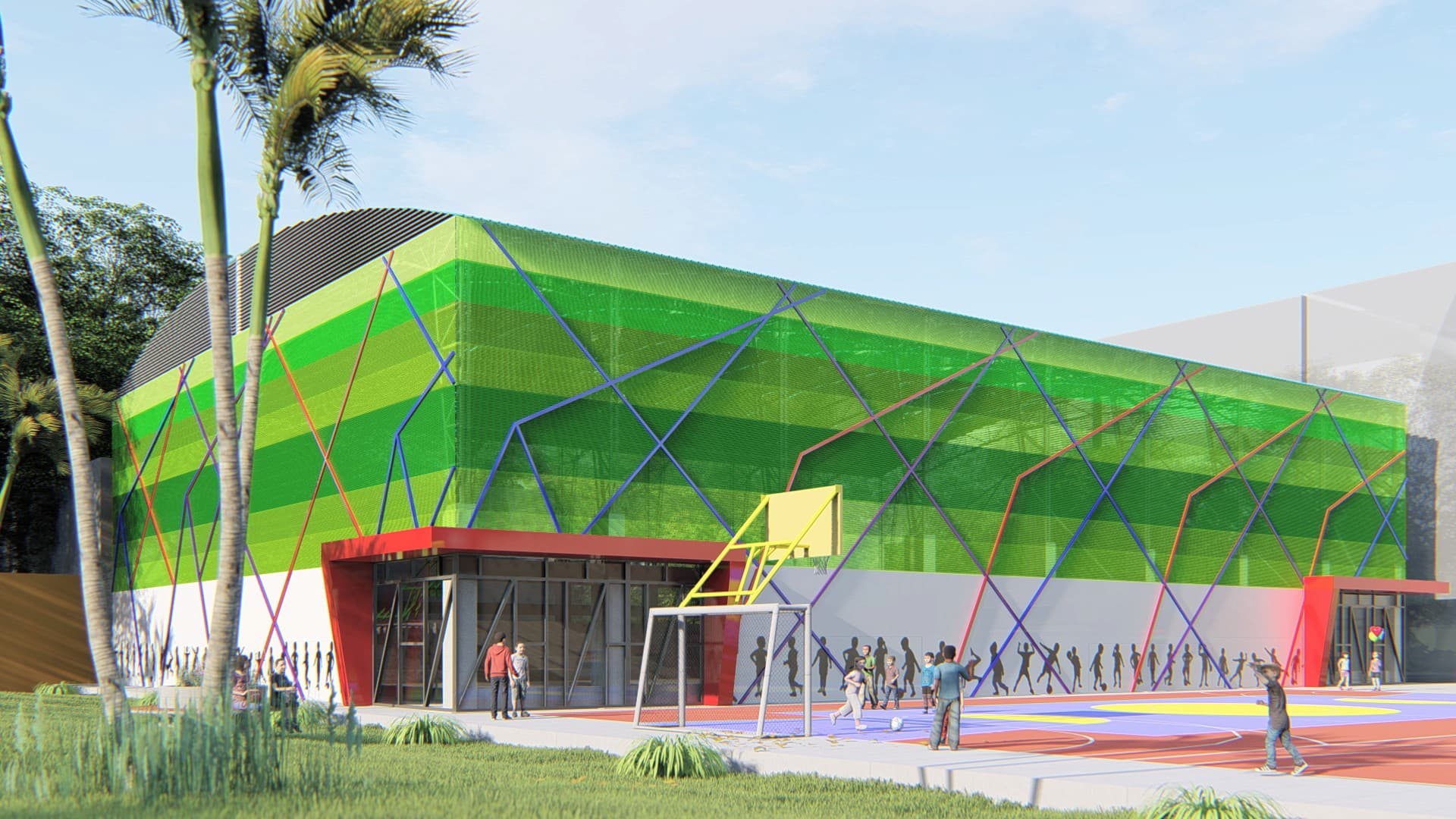 Render arquitectónico polideportivo