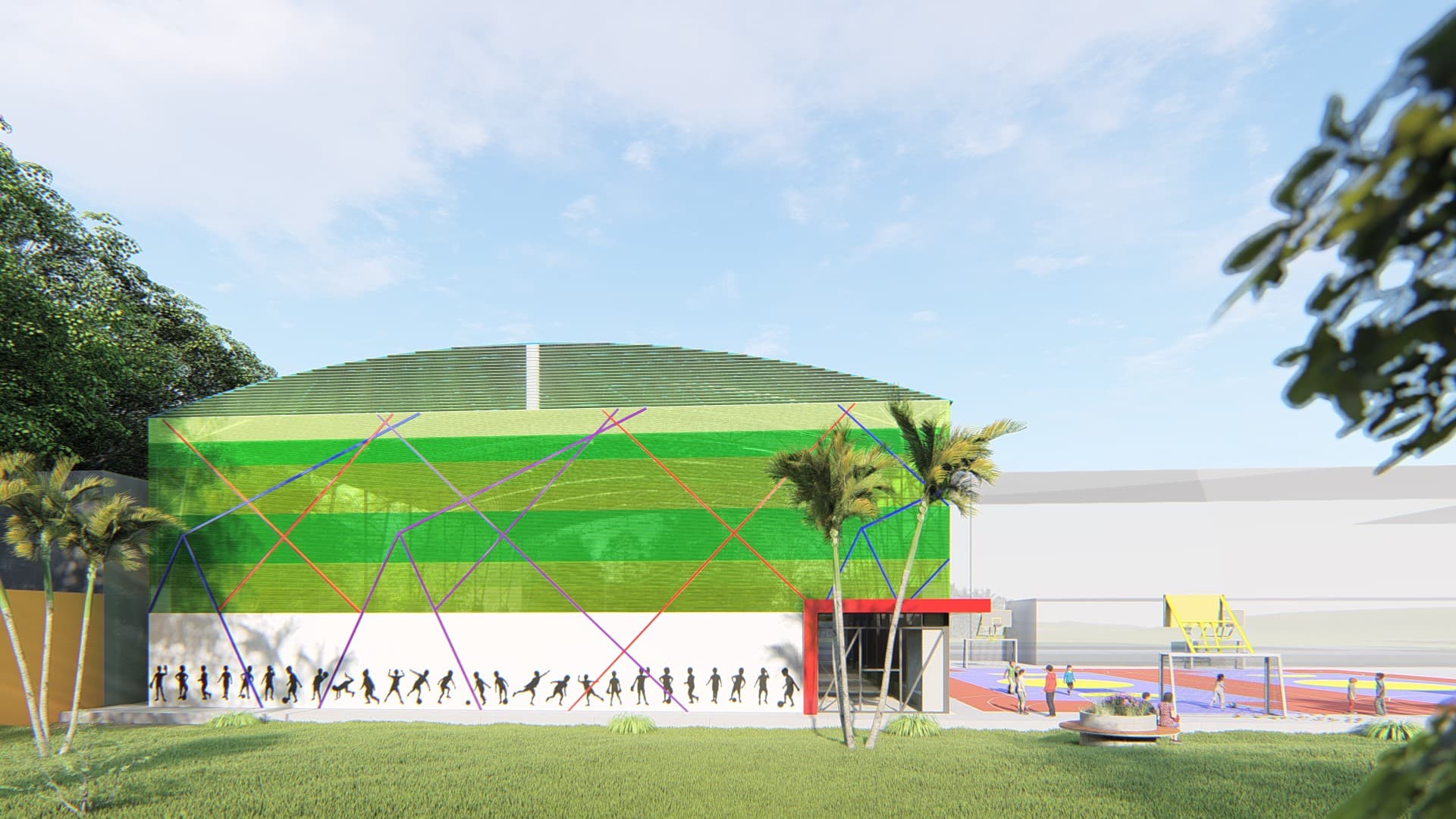 Render de envolvente para polideportivo