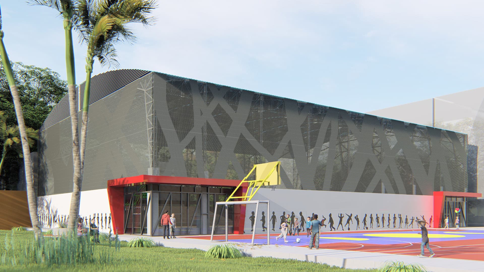 Render opcional fachada polideportivo