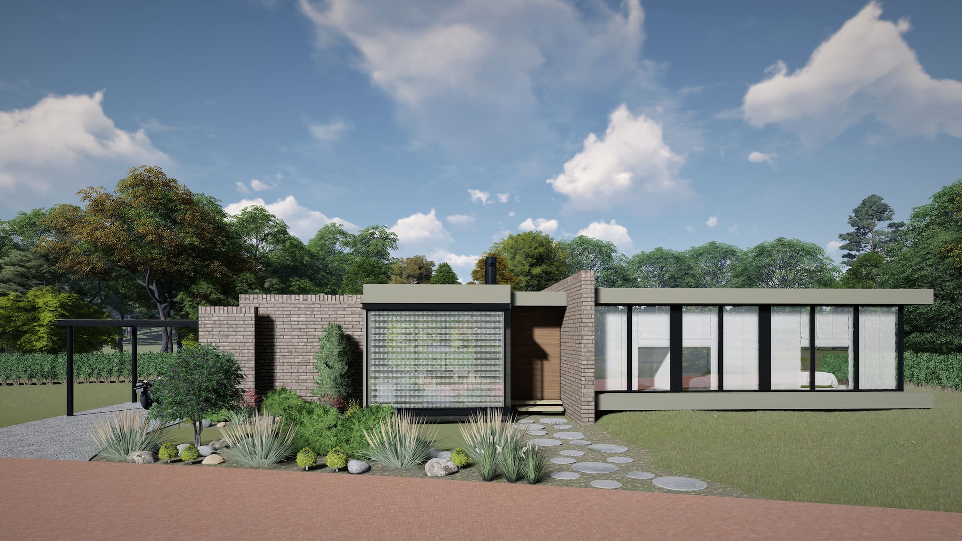 Render de diseño arquitectónico de vivienda