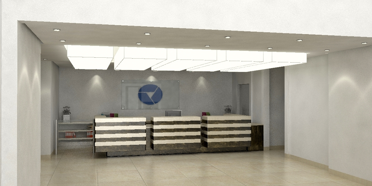 Render de Counter recepción CorpBanca