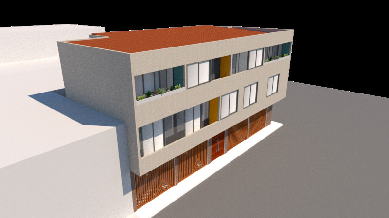 Render aéreo edificio