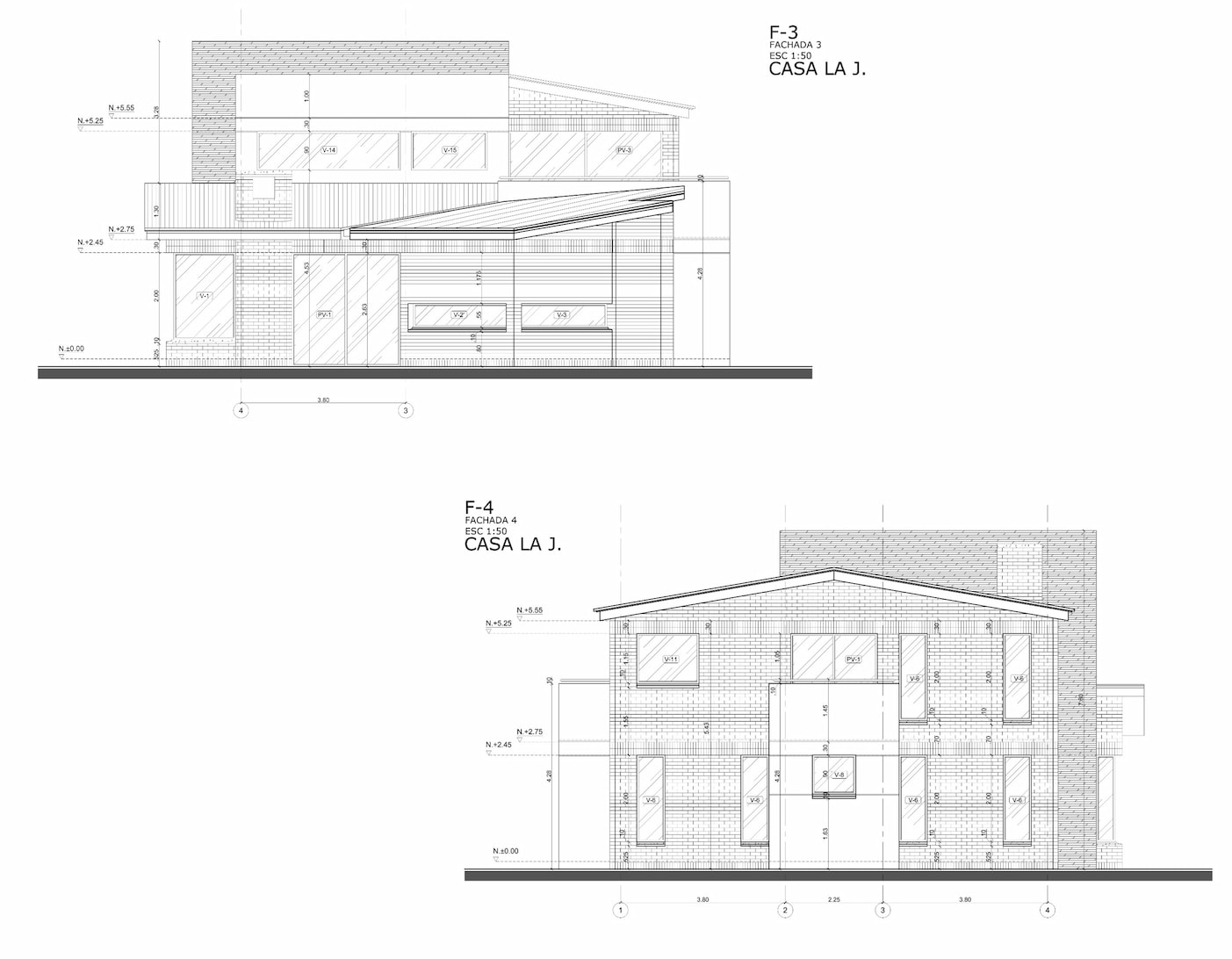 Fachadas arquitectónicos diseño de vivienda en la calera.